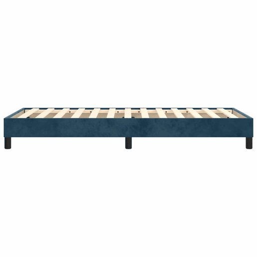 Estrutura de cama de solteiro para adultos com molas 90x200 cm veludo azul-escuro