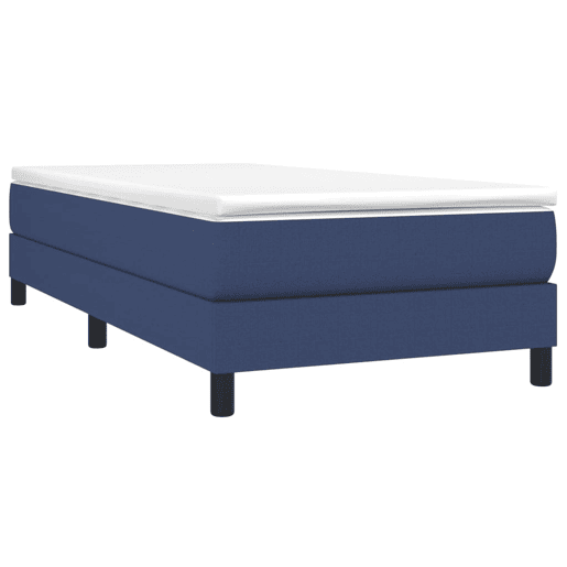 Estrutura de cama de solteiro para adultos com molas 90x190 cm tecido azul