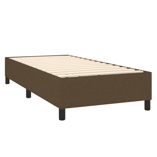 Estrutura de cama de solteiro para adultos com molas 90x200 cm tecido castanho-escuro