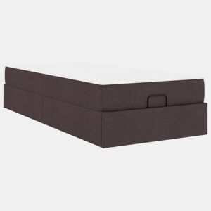 Estrutura de cama de solteiro para adultos com colchão 2 pcs Bronzeado tecido