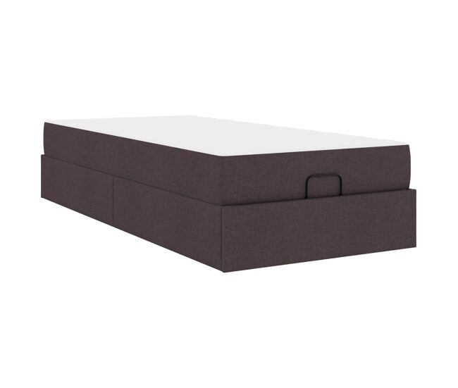 Estructura de cama individual para adultos con colchón 2 pcs canela tela
