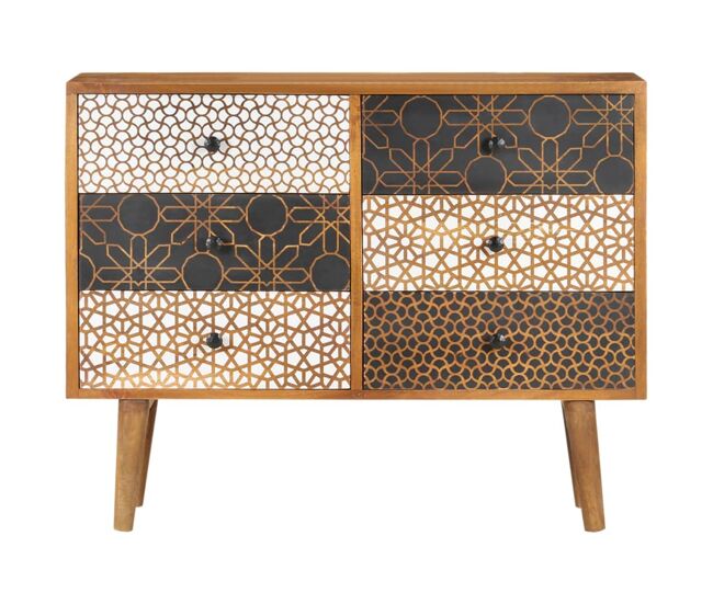 Aparador - mueble de almacenamiento con estampado madera maciza de mango 90x30x70 cm es1865