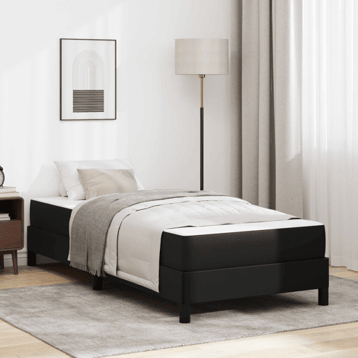 Estrutura de cama de solteiro para adultos com colchão Preto 90 x 200 cm tecido