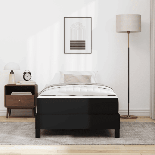 Estrutura de cama de solteiro para adultos com colchão Preto 90 x 200 cm tecido