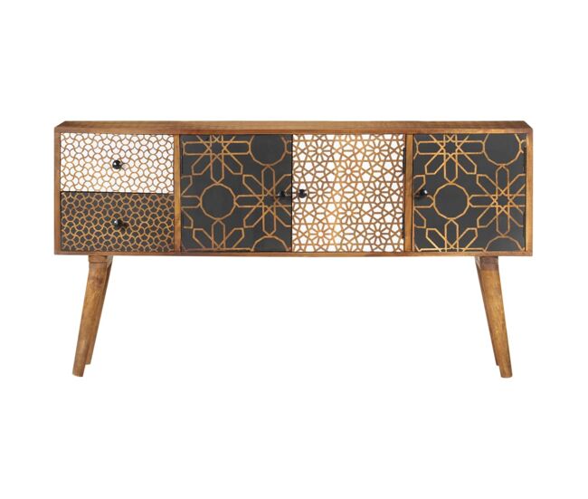 Aparador - mueble de almacenamiento con estampado madera maciza de mango 130x30x70 cm es1864