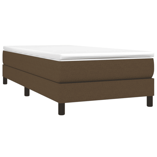 Estrutura de cama de solteiro para adultos com molas 90x190 cm tecido castanho-escuro