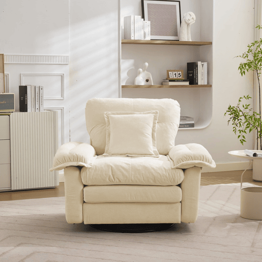 Sofá de 2 lugares + poltrona de 1 lugar - Chenille, acolchoado duplo e almofadas decorativas - Bege Sofá de 2 lugares + poltrona de 1 lugar - Chenille, acolchoado duplo e almofadas decorativas - Bege