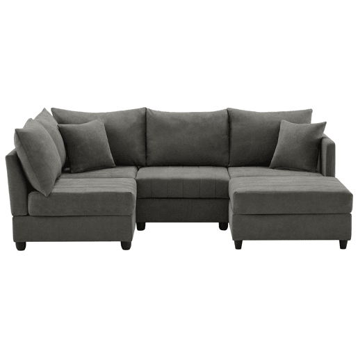 Sofá modular de 5 lugares - chaise longue convertível, L ou U, moderno, sala de estar, apartamento, cinza