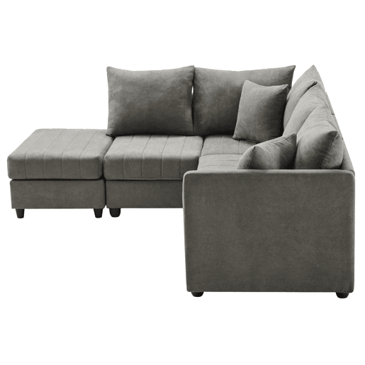 Sofá modular de 5 lugares - chaise longue convertível, L ou U, moderno, sala de estar, apartamento, cinza