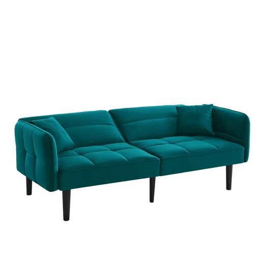 Sofá de 2 lugares - 2 em 1, encosto reclinável, braços rebatíveis, ideal para espaços pequenos - Antique Blue Green