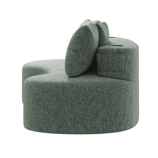 Sofá de linho com 4 almofadas - Enchimento de espuma de alta densidade + molas, porta-copos e bolso lateral - Verde