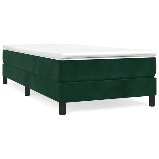 Estrutura de cama de solteiro moderno, com molas 90x200 cm veludo verde-escuro