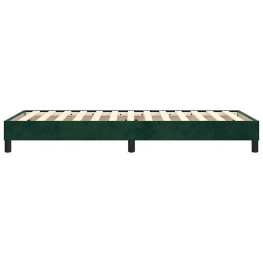 Estrutura de cama de solteiro moderno, com molas 90x200 cm veludo verde-escuro