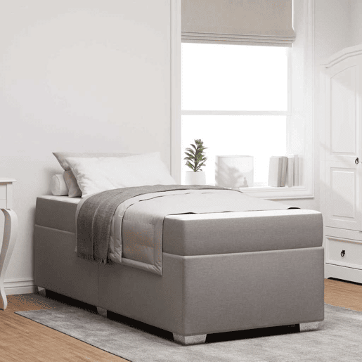 Estrutura de cama de solteiro para adultos Cinzento-acastanhado 100 x 200 cm tecido