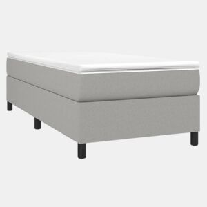 Estrutura de cama de solteiro para adultos com molas 90x200 cm tecido cinzento-claro