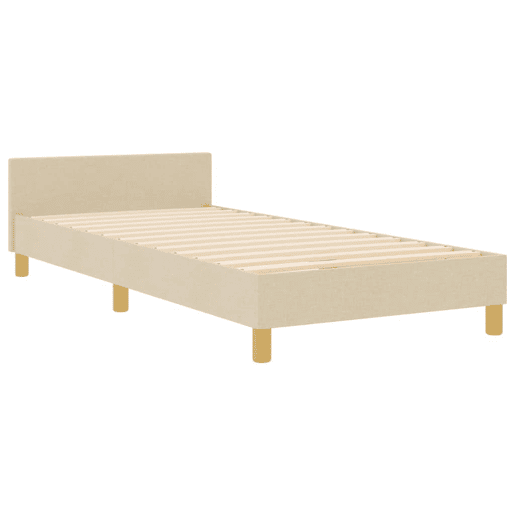 Estrutura de cama de solteiro para adultos com cabeceira Creme 90 x 190 cm tecido