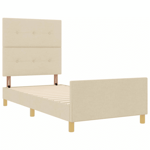 Estrutura de cama de solteiro para adultos com cabeceira Creme 90 x 190 cm tecido