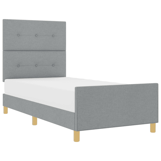 Estrutura de cama de solteiro simple, Cinzento-claro 90 x 190 cm tecido