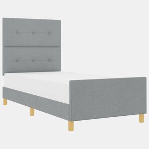 Estrutura de cama de solteiro simple, Cinzento-claro 90 x 190 cm tecido