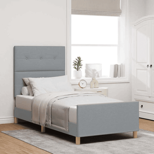 Estrutura de cama de solteiro simple, Cinzento-claro 90 x 190 cm tecido