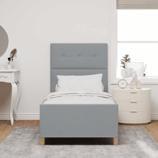 Estrutura de cama de solteiro simple, Cinzento-claro 90 x 190 cm tecido