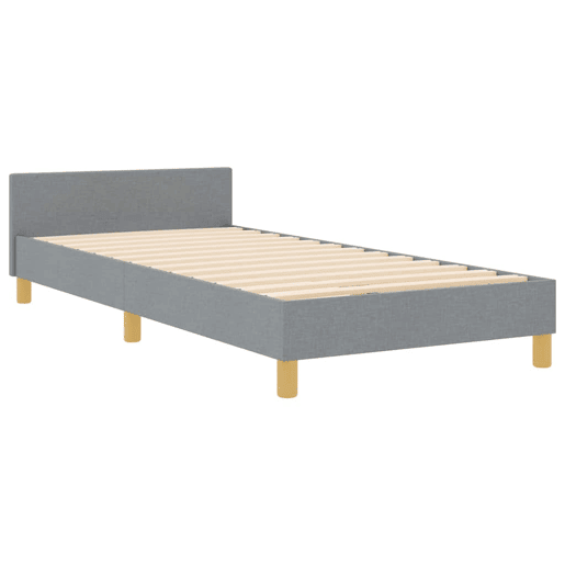 Estrutura de cama de solteiro simple, Cinzento-claro 90 x 190 cm tecido