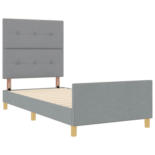 Estrutura de cama de solteiro simple, Cinzento-claro 90 x 190 cm tecido
