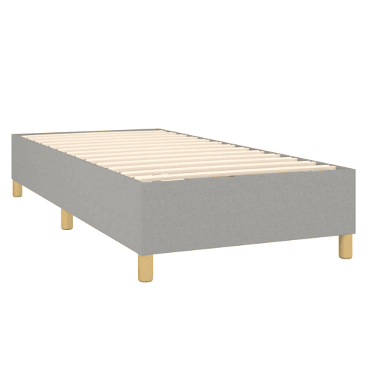 Estrutura de cama de solteiro para adultos com molas 80x200 cm tecido cinzento-claro