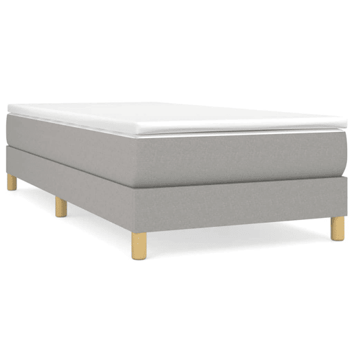 Estrutura de cama de solteiro para adultos com molas 90x200 cm tecido cinzento-claro
