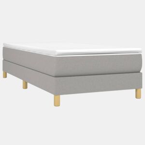 Estrutura de cama de solteiro para adultos com molas 90x200 cm tecido cinzento-claro