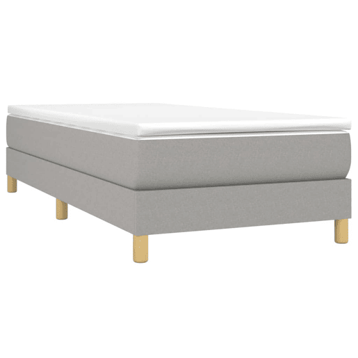 Estrutura de cama de solteiro para adultos com molas 90x200 cm tecido cinzento-claro