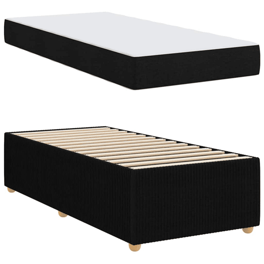 Estrutura de cama de solteiro para adultos com colchão - Preto 100 x 200 cm tecido