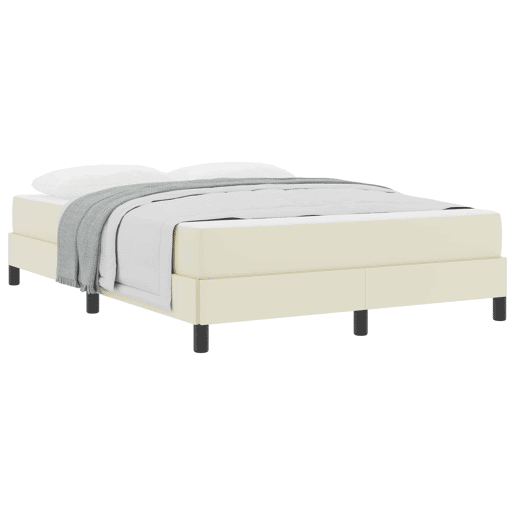 Estrutura da Cama de casal moderno com colchão - Creme 140 x 190 cm tecido