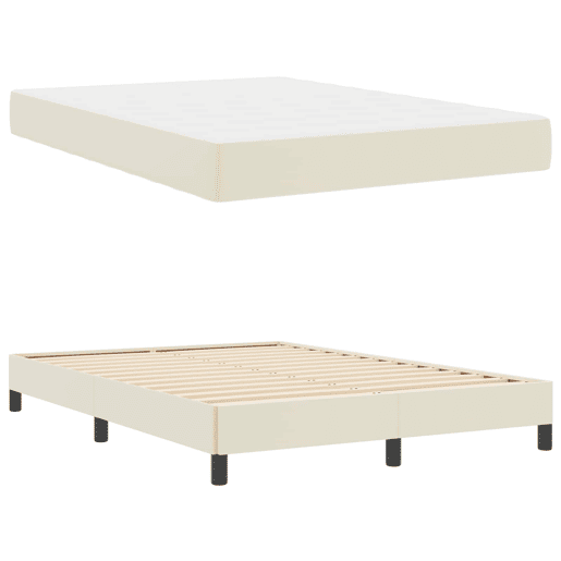 Estrutura da Cama de casal moderno com colchão - Creme 140 x 190 cm tecido