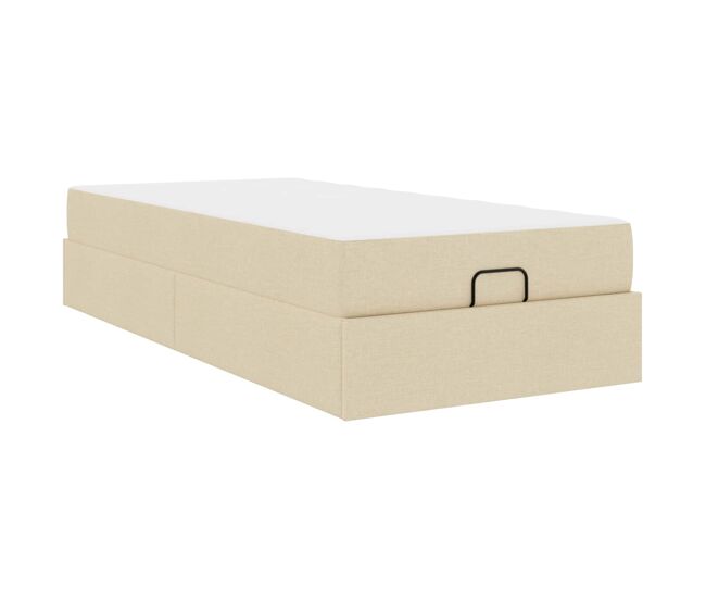 Estructura de cama individual para adultos con colchón 2 pcs crema tela