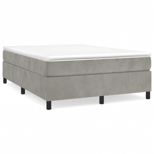 Estrutura de Cama de casal moderno com molas 140x190 cm veludo cinzento-claro