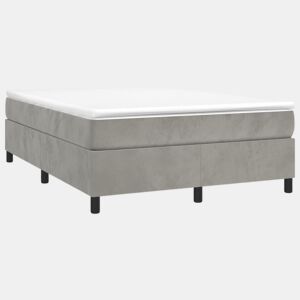 Estrutura de Cama de casal moderno com molas 140x190 cm veludo cinzento-claro