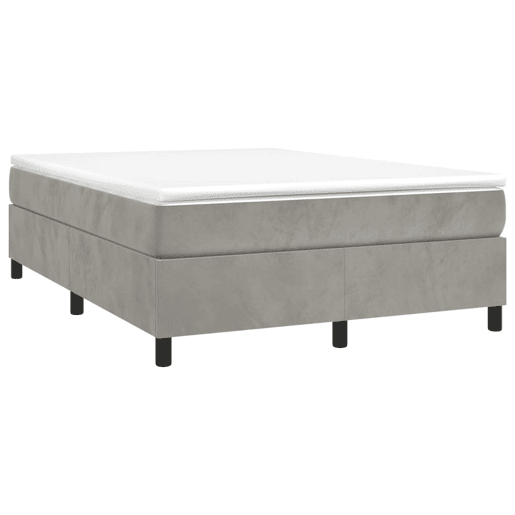 Estrutura de Cama de casal moderno com molas 140x190 cm veludo cinzento-claro