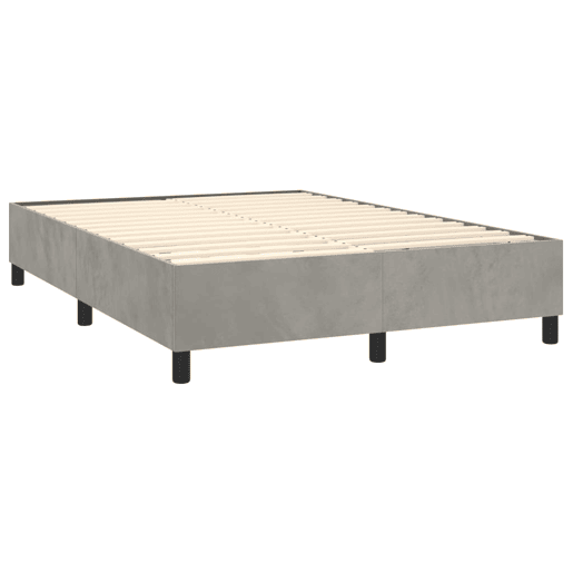 Estrutura de Cama de casal moderno com molas 140x190 cm veludo cinzento-claro