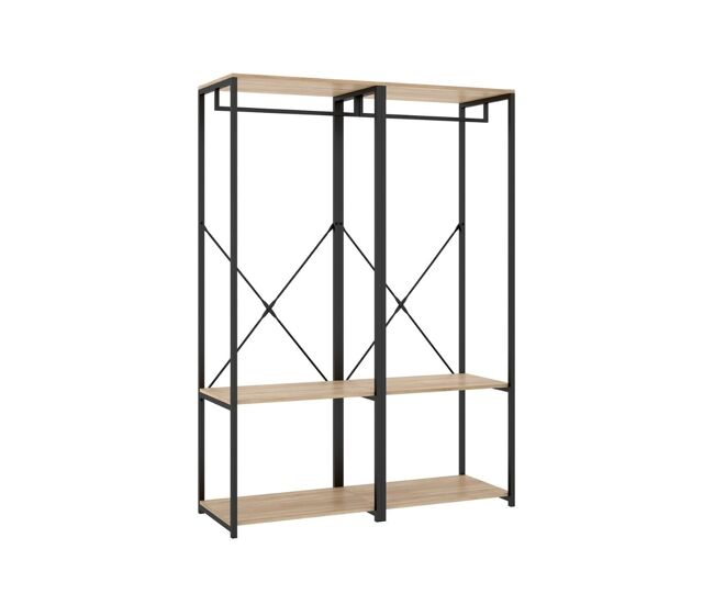 Armario vestidor metalico trok ancho 120cm - roble/metalico - homekit
