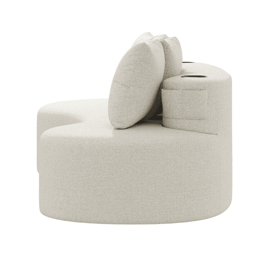 Sofá de linho para 4 pessoas - Almofadas, espuma de alta densidade, porta-copos, bolso lateral - Bege