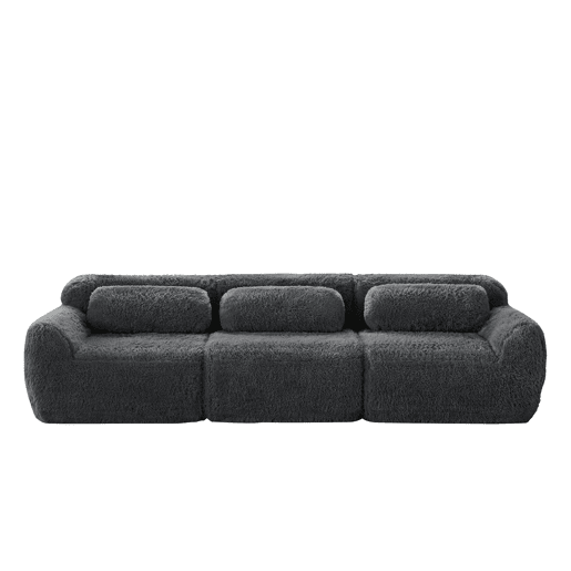 Sofá modular profundo de 3 lugares - plush premium, sem montagem, antiderrapante - cinzento