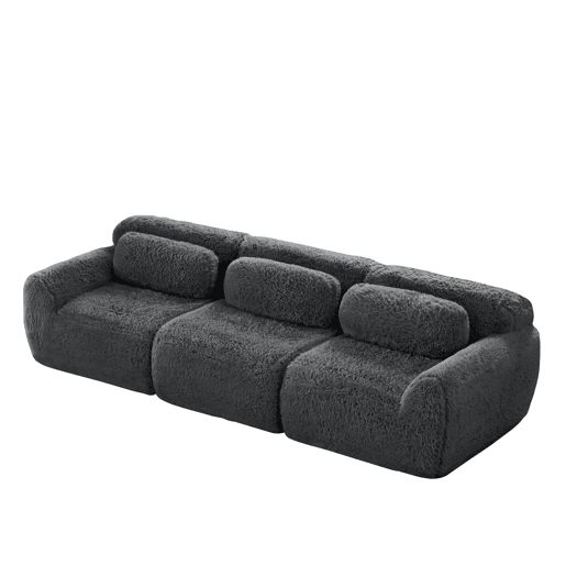 Sofá modular profundo de 3 lugares - plush premium, sem montagem, antiderrapante - cinzento