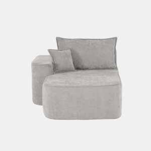 Chaise longue de 2 lugares - sofá sem montagem com almofadas e bolsos laterais - cinzento
