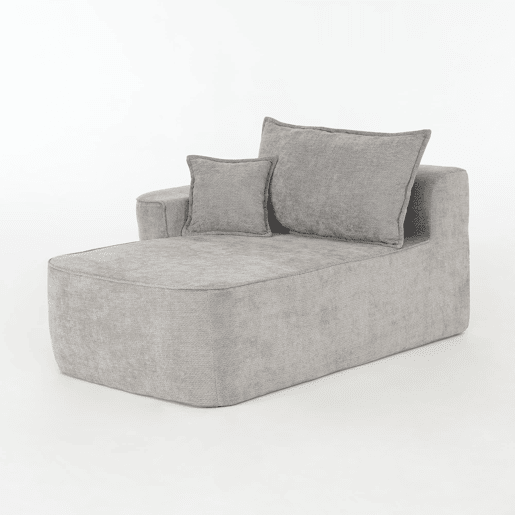 Chaise longue de 2 lugares - sofá sem montagem com almofadas e bolsos laterais - cinzento