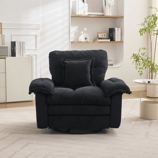 Sofá de 2 peças 3+2 lugares - Chenille, almofadas decorativas, assento profundo - Preto