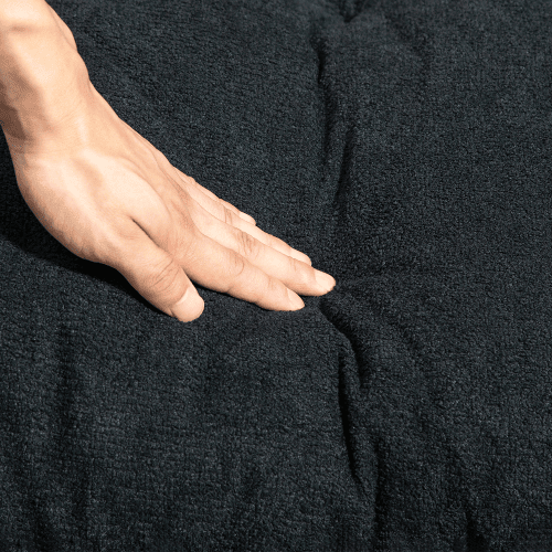 Sofá de 2 peças 3+2 lugares - Chenille, almofadas decorativas, assento profundo - Preto