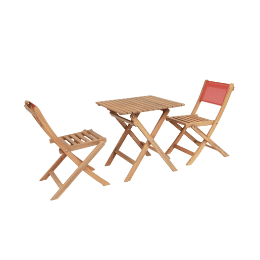 Mesa de jardim bistrô infantil de madeira de acácia com 2 cadeiras Terracota - 54x43x33 cm