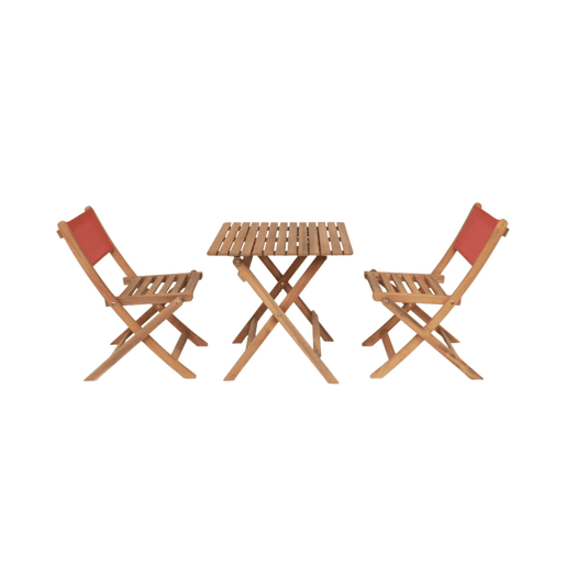 Mesa de jardim bistrô infantil de madeira de acácia com 2 cadeiras Terracota - 54x43x33 cm