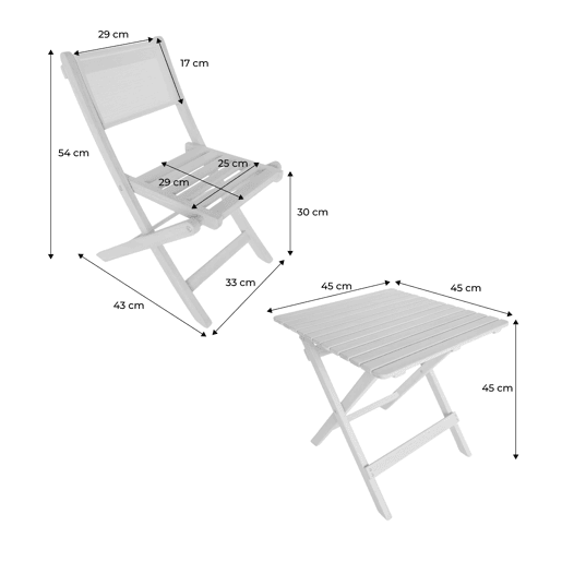 Mesa de jardim bistrô infantil de madeira de acácia com 2 cadeiras Terracota - 54x43x33 cm